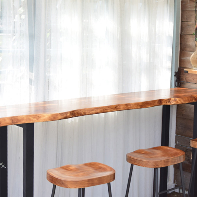 Modern Solid Wood Counter Set 1/2/4 Pieces Rectangle Bar Table Set in Natural