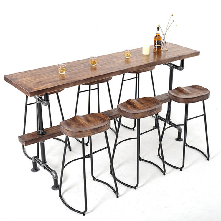 1/4 Pieces Luxurious Rectangular Pub Table Set Solid Wood Counter Table with Stools