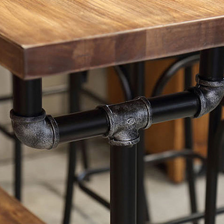 1/4 Pieces Luxurious Rectangular Pub Table Set Solid Wood Counter Table with Stools