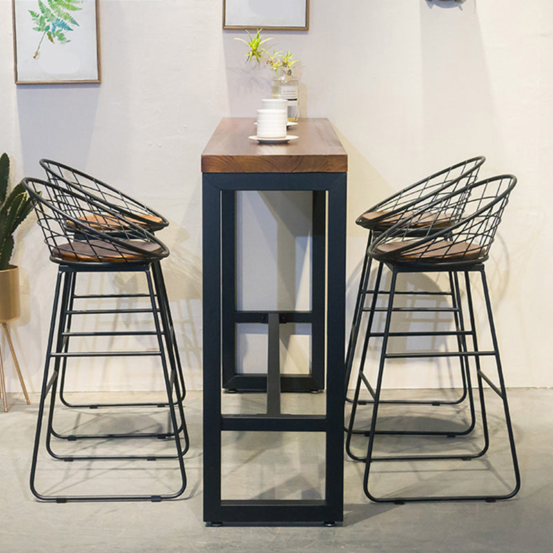 Industrial Style 1/2/3/5 Pieces Bar Table Set Rectangle Bar Table with High Wood Stools