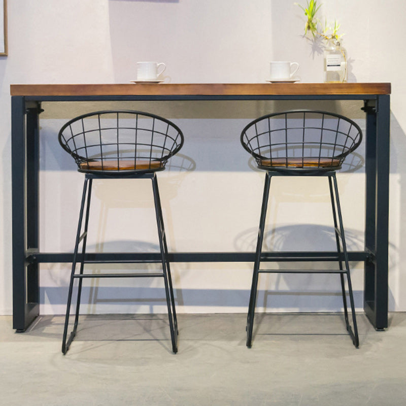 Industrial Style 1/2/3/5 Pieces Bar Table Set Rectangle Bar Table with High Wood Stools