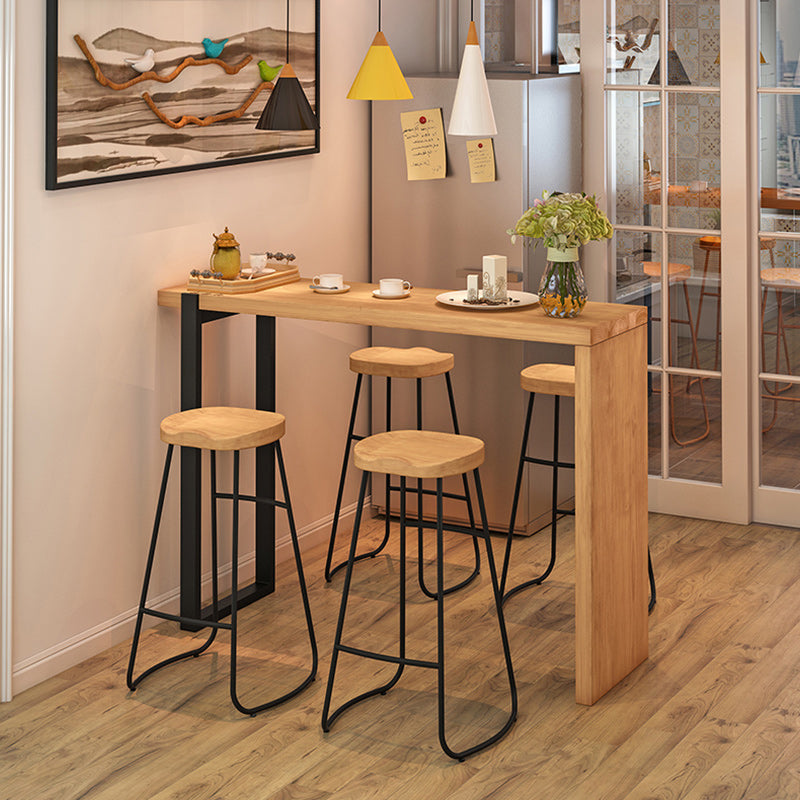 Indoor Modern Rectangle Counter Set 1/2/3 Pieces Solid Wood Table and Stool Set