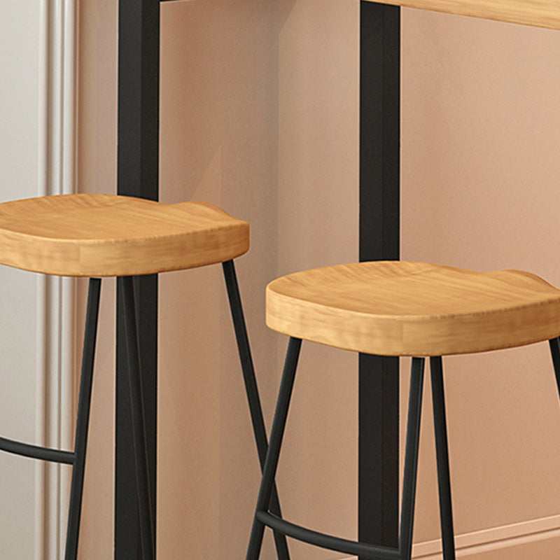 Indoor Modern Rectangle Counter Set 1/2/3 Pieces Solid Wood Table and Stool Set