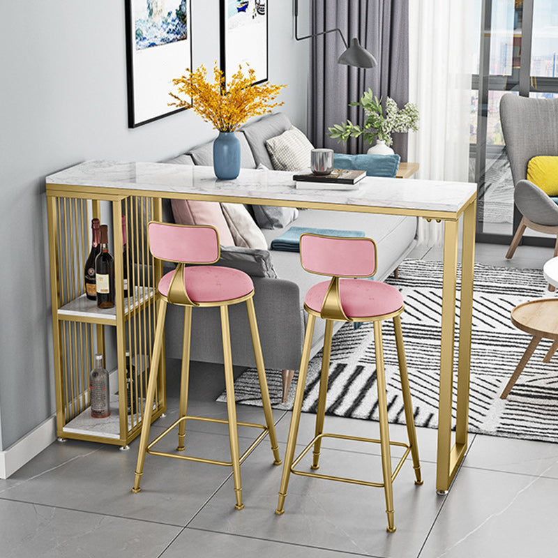 Glam Style 1/2/3 Pieces Faux Marble Bar Table Set Fixed Table Counter Set