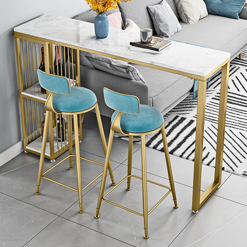 Glam Style 1/2/3 Pieces Faux Marble Bar Table Set Fixed Table Counter Set