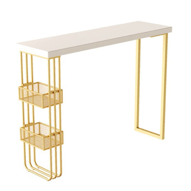 Glam Style 1/3 Pieces Bar Table Set Rectangle Stone Counter Table with Stools for Cafe