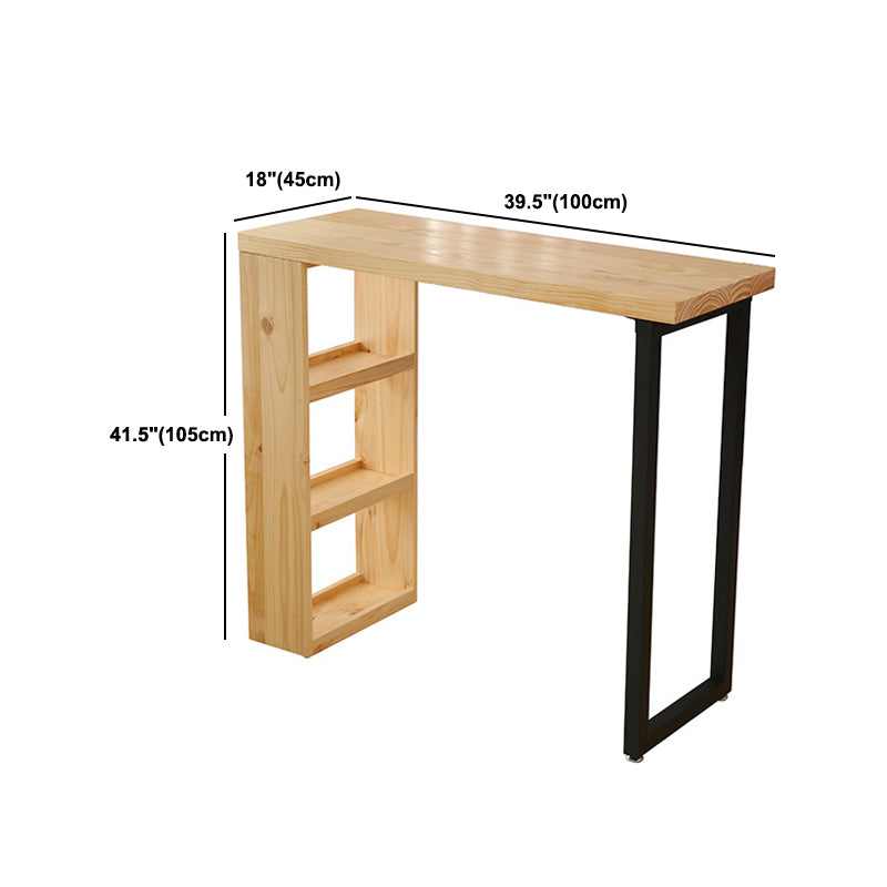 Industrial Indoor Bar/Dinette Table with Storage Rectangle Natural Bar Stool Table