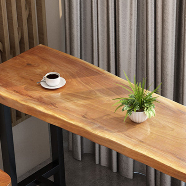 Modern Trestle Bar Height Pub Table Solid Wood Natural Bar/Dinette Table for Shop