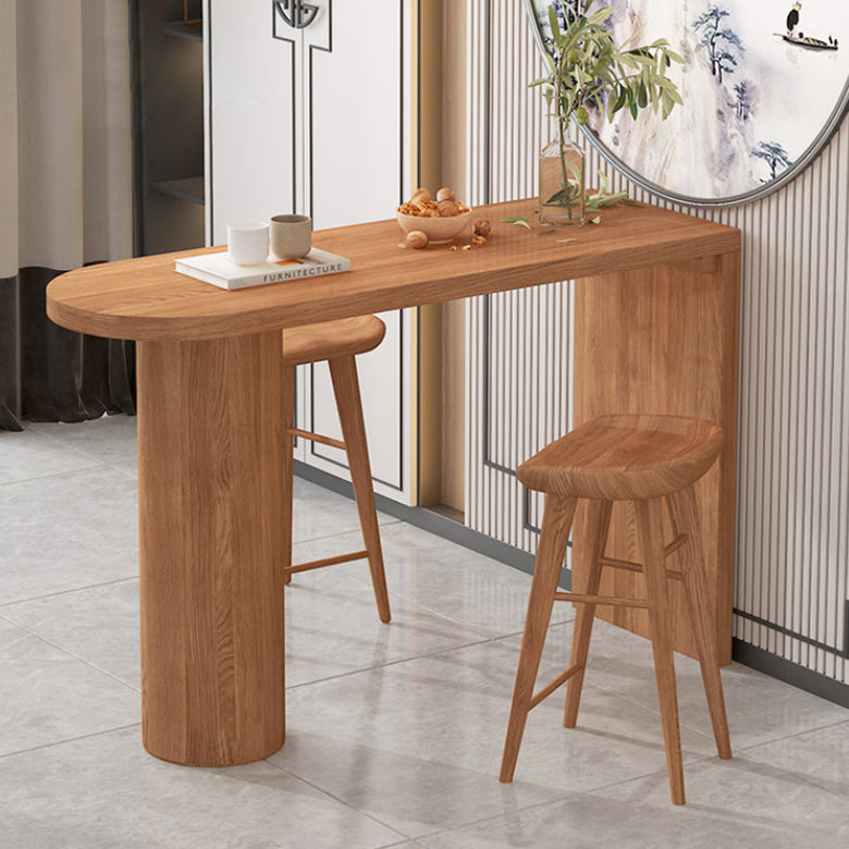 Indoor Solid Wood Bar/Dinette Table Double Pedestal Event and Cocktail Table