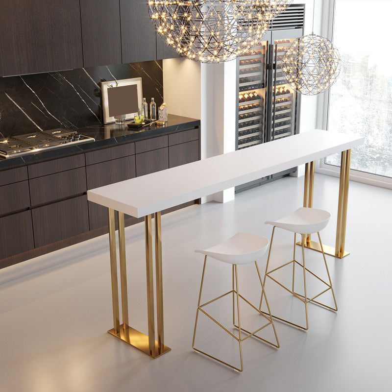 Glam Gold Base Bar/Dinette Table Rectangle Sled Indoor Counter-height Pub Table