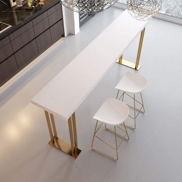 Glam Gold Base Bar/Dinette Table Rectangle Sled Indoor Counter-height Pub Table