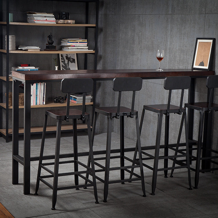 Glam Footrest Bar Wine Table Rectangle Trestle Solid Wood Cocktail Bar Table