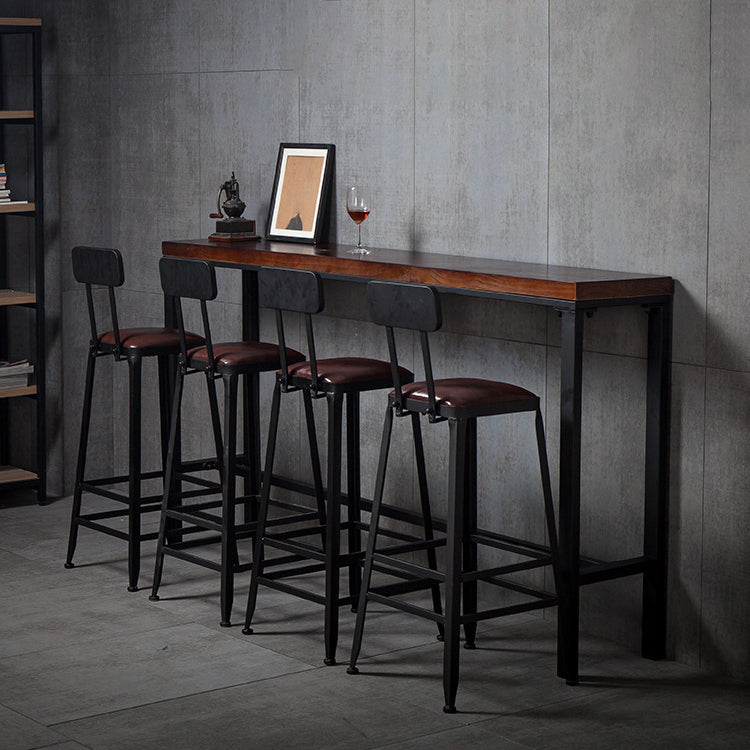 Glam Footrest Bar Wine Table Rectangle Trestle Solid Wood Cocktail Bar Table