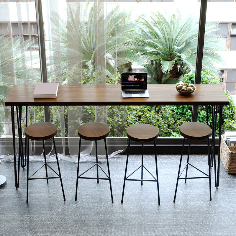 Rectangle Solid Wood Pub/Bar Table Glam Indoor Bistro Bar Height Cocktail Table