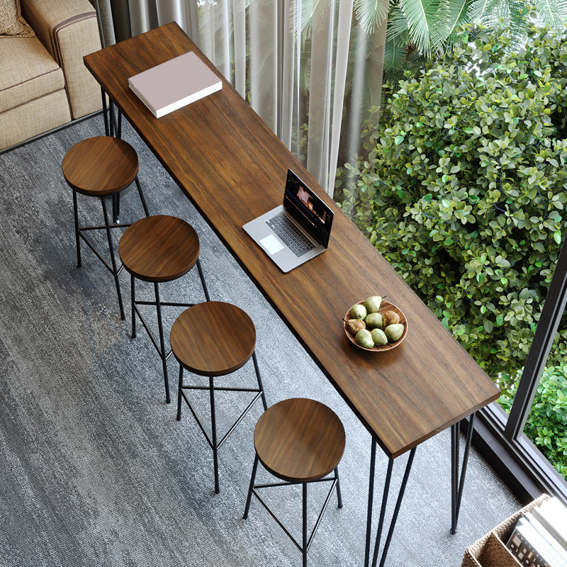 Rectangle Solid Wood Pub/Bar Table Glam Indoor Bistro Bar Height Cocktail Table