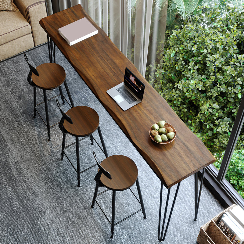 Rectangle Solid Wood Pub/Bar Table Glam Indoor Bistro Bar Height Cocktail Table