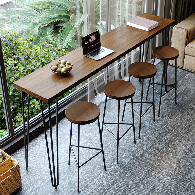 Rectangle Solid Wood Pub/Bar Table Glam Indoor Bistro Bar Height Cocktail Table