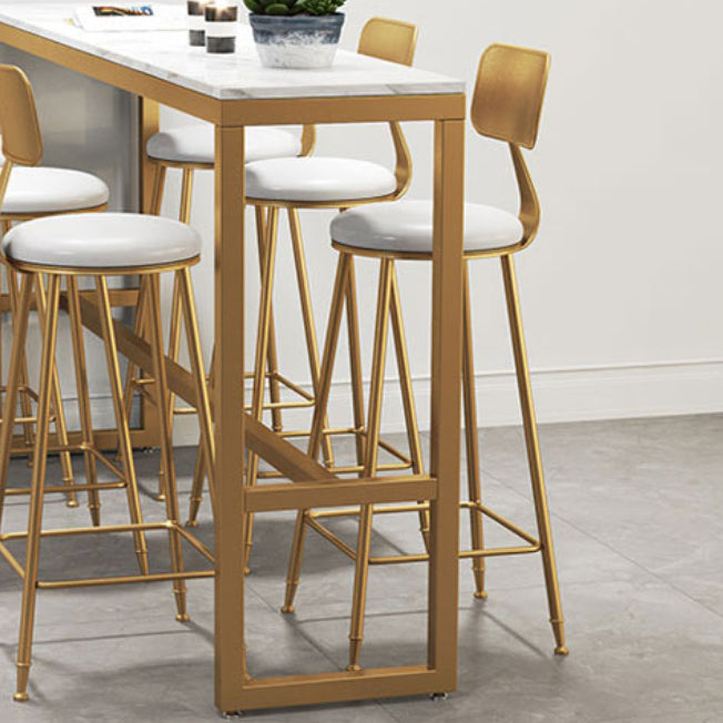 Glam Rectangle Bistro Bar Table Indoor White Stone Trestle Pub/Bar Table