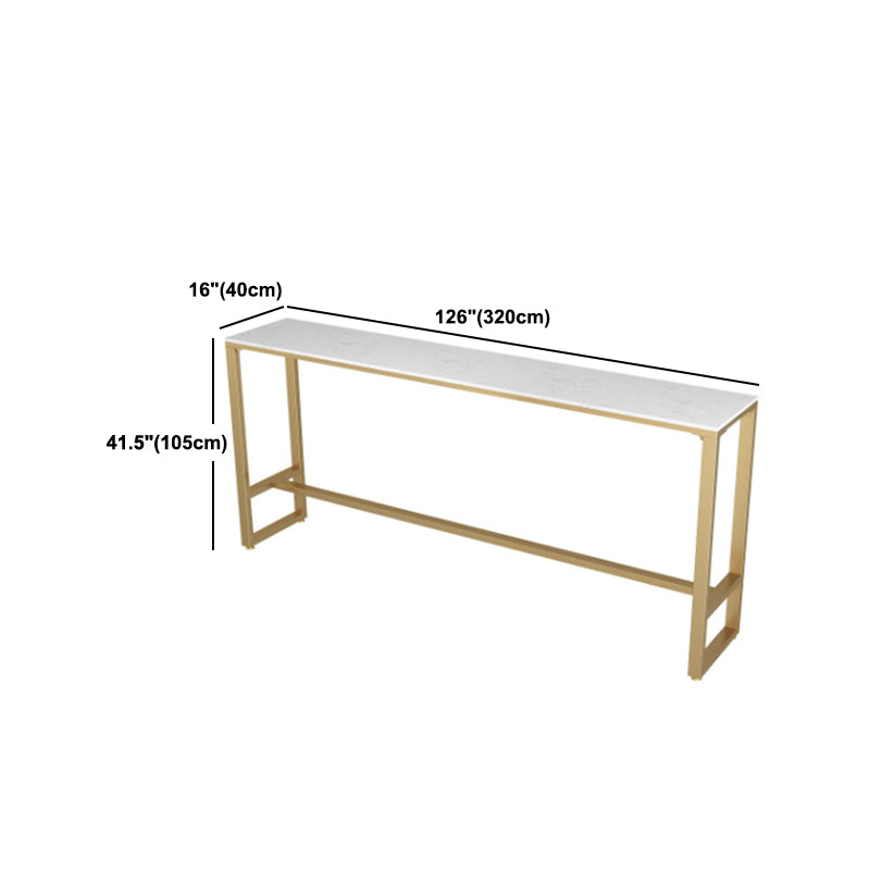 Glam Rectangle Bistro Bar Table Indoor White Stone Trestle Pub/Bar Table