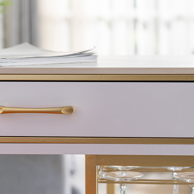 Rectangle Glam Cocktail Bar Table Double Pedestal Hall/Pub Table with Drawer