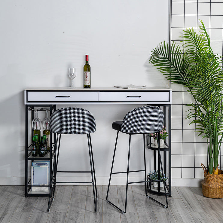 Rectangle Glam Cocktail Bar Table Double Pedestal Hall/Pub Table with Drawer