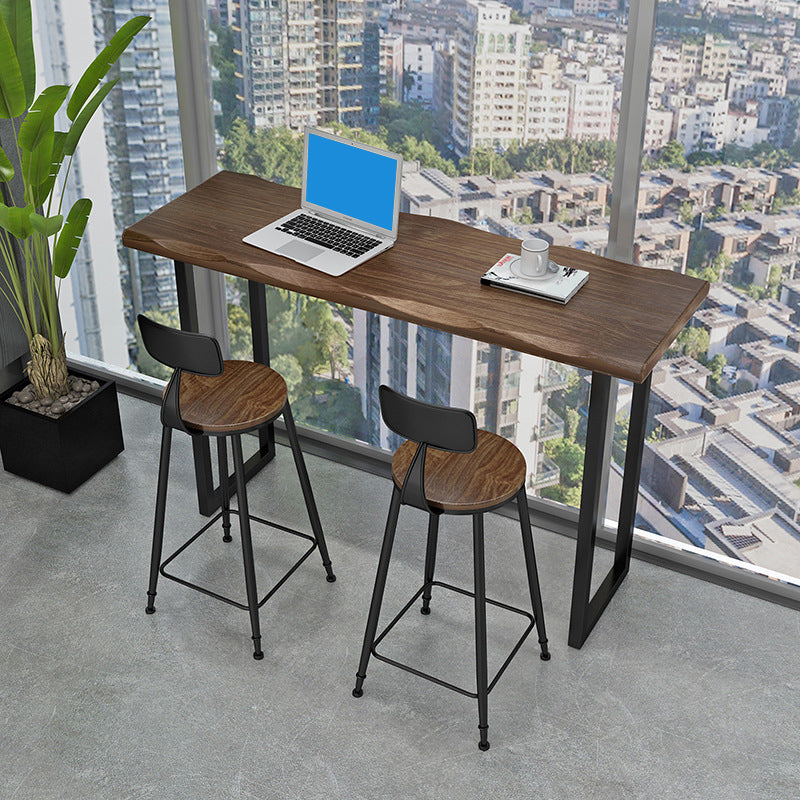 Industrial Solid Wood Bar Table Rectangle Bar Dining Room Table