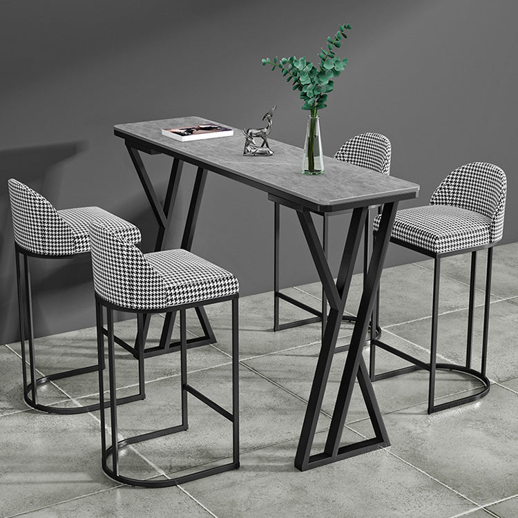 Industrial Double Pedestal Bistro Table Stone Rectangular Pub Table for Indoor