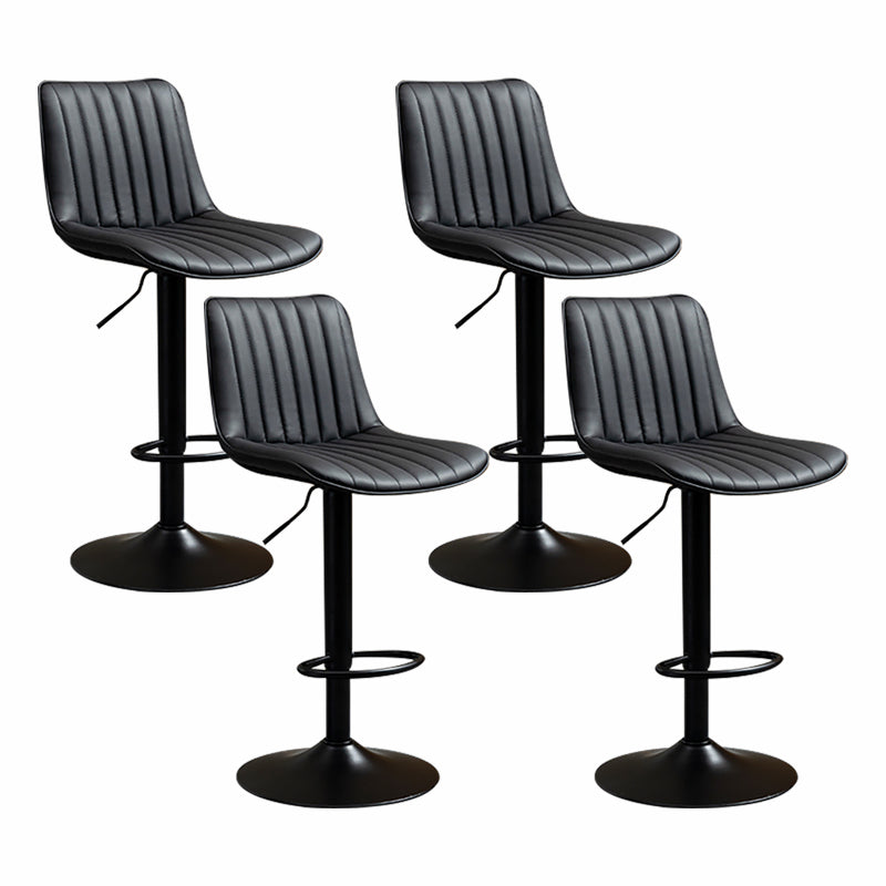 Scandinavian Metal Stool Adjustable Low Back Faux Leather Barstools in Matte Finish