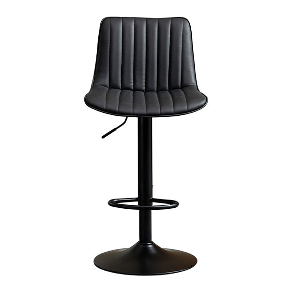 Scandinavian Metal Stool Adjustable Low Back Faux Leather Barstools in Matte Finish