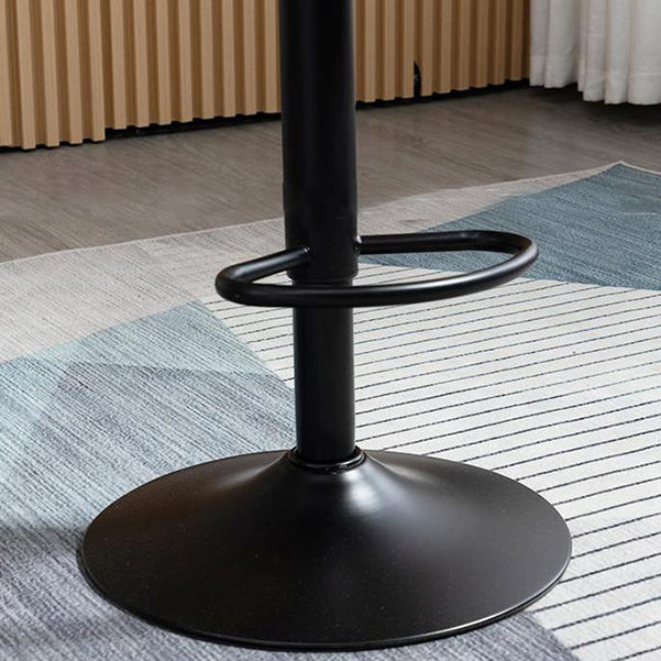 Scandinavian Metal Stool Adjustable Low Back Faux Leather Barstools in Matte Finish