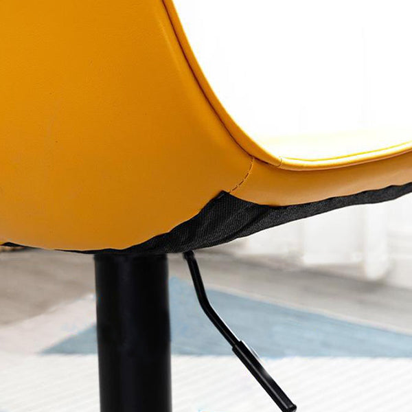 Scandinavian Metal Stool Adjustable Low Back Faux Leather Barstools in Matte Finish