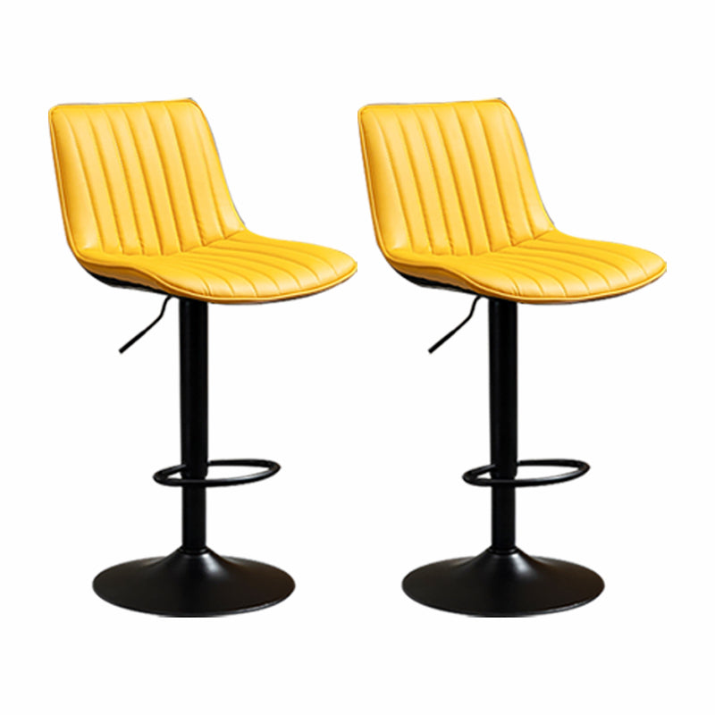 Scandinavian Metal Stool Adjustable Low Back Faux Leather Barstools in Matte Finish