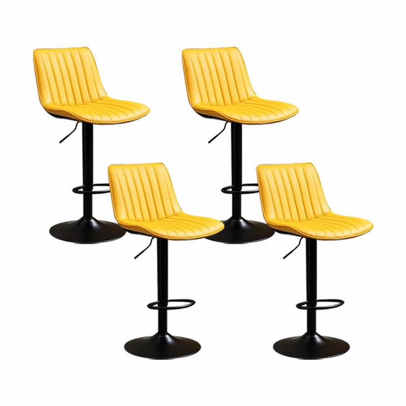 Scandinavian Metal Stool Adjustable Low Back Faux Leather Barstools in Matte Finish