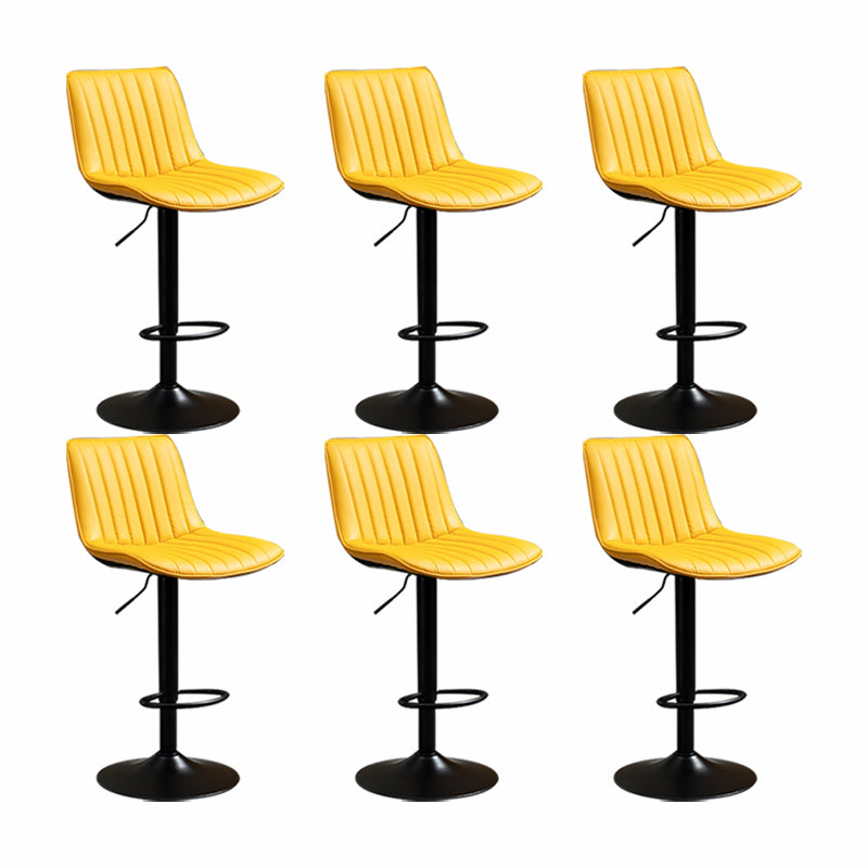 Scandinavian Metal Stool Adjustable Low Back Faux Leather Barstools in Matte Finish