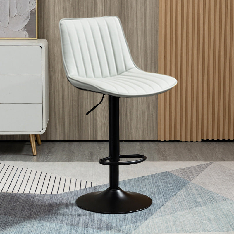 Scandinavian Metal Stool Adjustable Low Back Faux Leather Barstools in Matte Finish