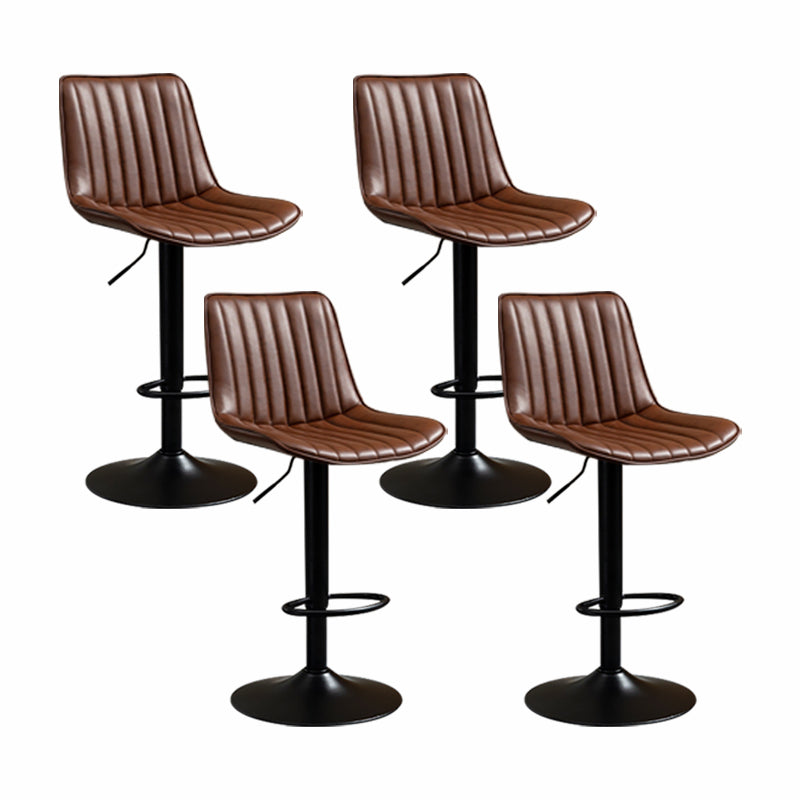 Scandinavian Metal Stool Adjustable Low Back Faux Leather Barstools in Matte Finish