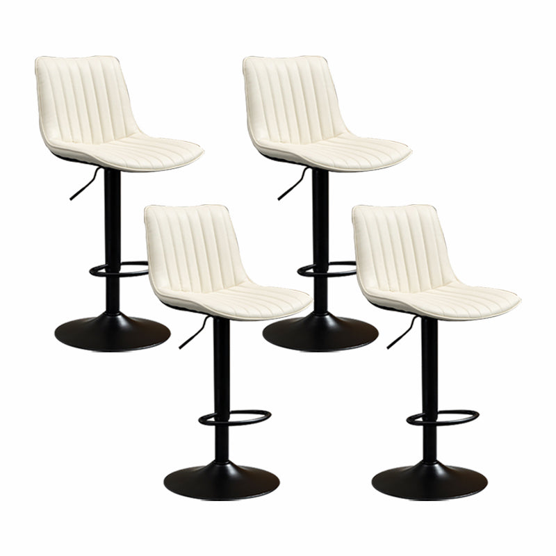 Scandinavian Metal Stool Adjustable Low Back Faux Leather Barstools in Matte Finish