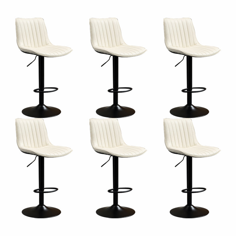 Scandinavian Metal Stool Adjustable Low Back Faux Leather Barstools in Matte Finish