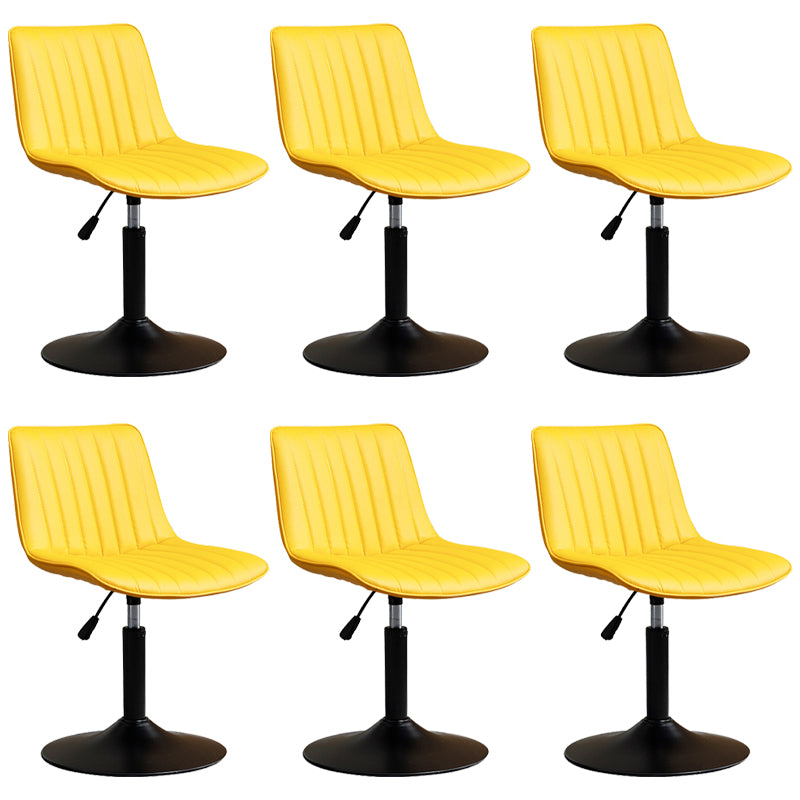 Scandinavian Metal Stool Adjustable Low Back Faux Leather Barstools in Matte Finish