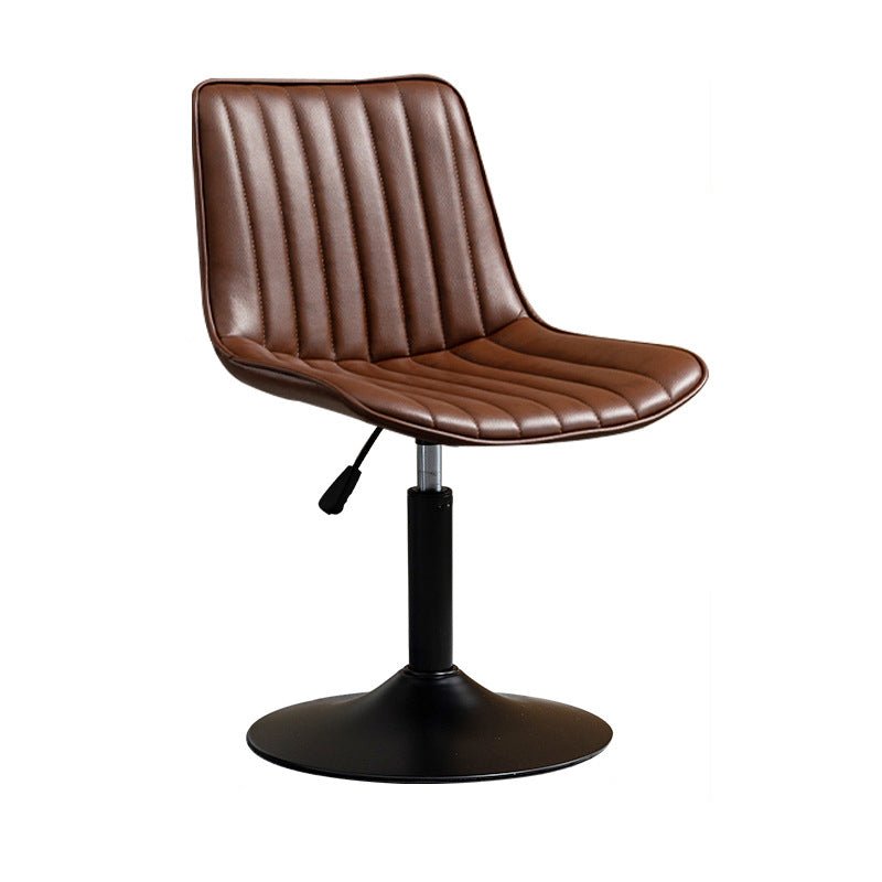 Scandinavian Metal Stool Adjustable Low Back Faux Leather Barstools in Matte Finish