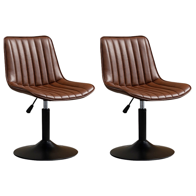 Scandinavian Metal Stool Adjustable Low Back Faux Leather Barstools in Matte Finish