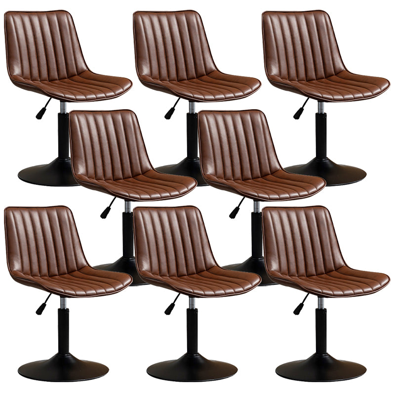 Scandinavian Metal Stool Adjustable Low Back Faux Leather Barstools in Matte Finish