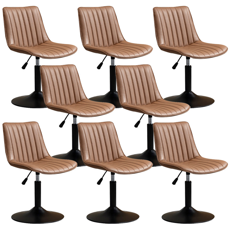 Scandinavian Metal Stool Adjustable Low Back Faux Leather Barstools in Matte Finish