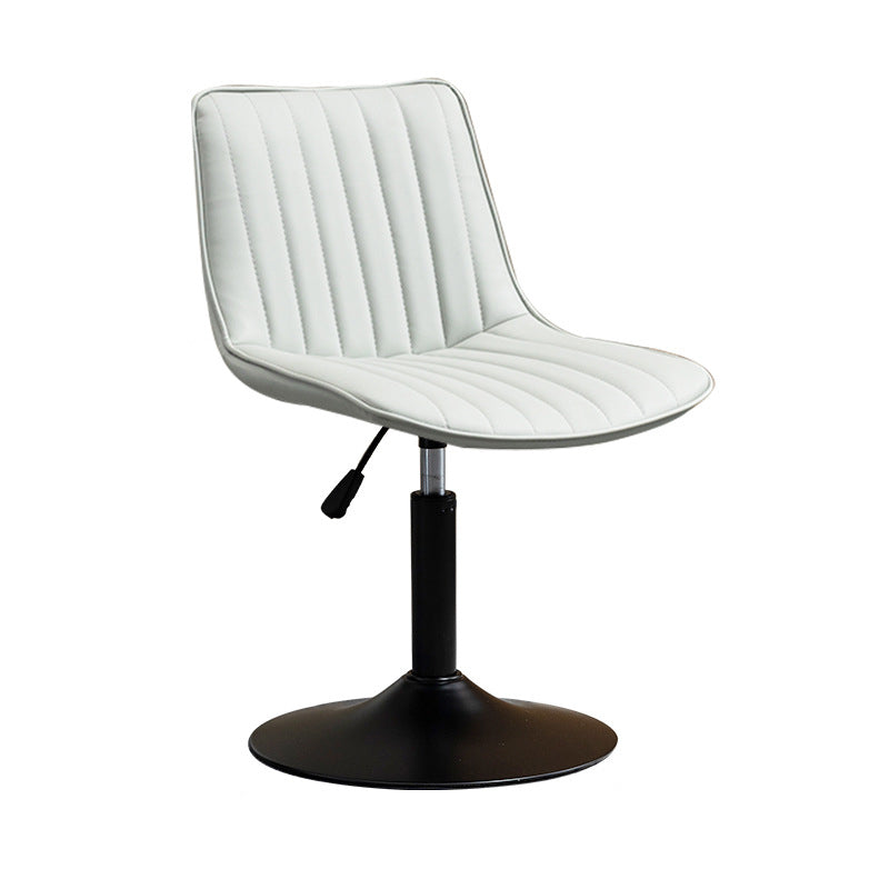 Scandinavian Metal Stool Adjustable Low Back Faux Leather Barstools in Matte Finish