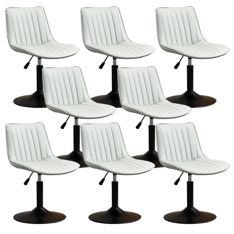 Scandinavian Metal Stool Adjustable Low Back Faux Leather Barstools in Matte Finish