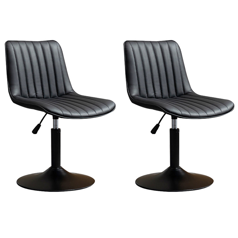 Scandinavian Metal Stool Adjustable Low Back Faux Leather Barstools in Matte Finish