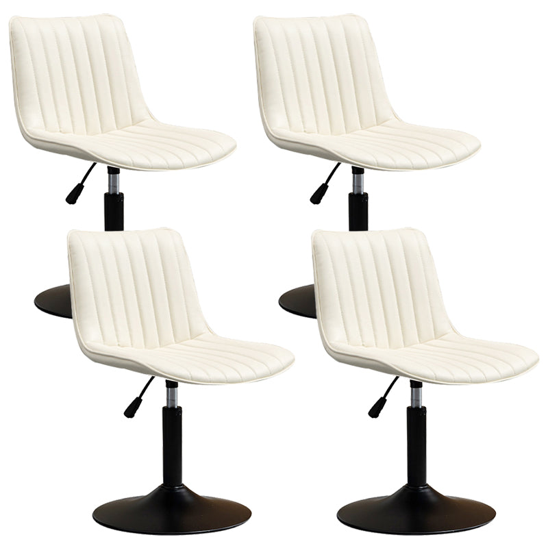 Scandinavian Metal Stool Adjustable Low Back Faux Leather Barstools in Matte Finish