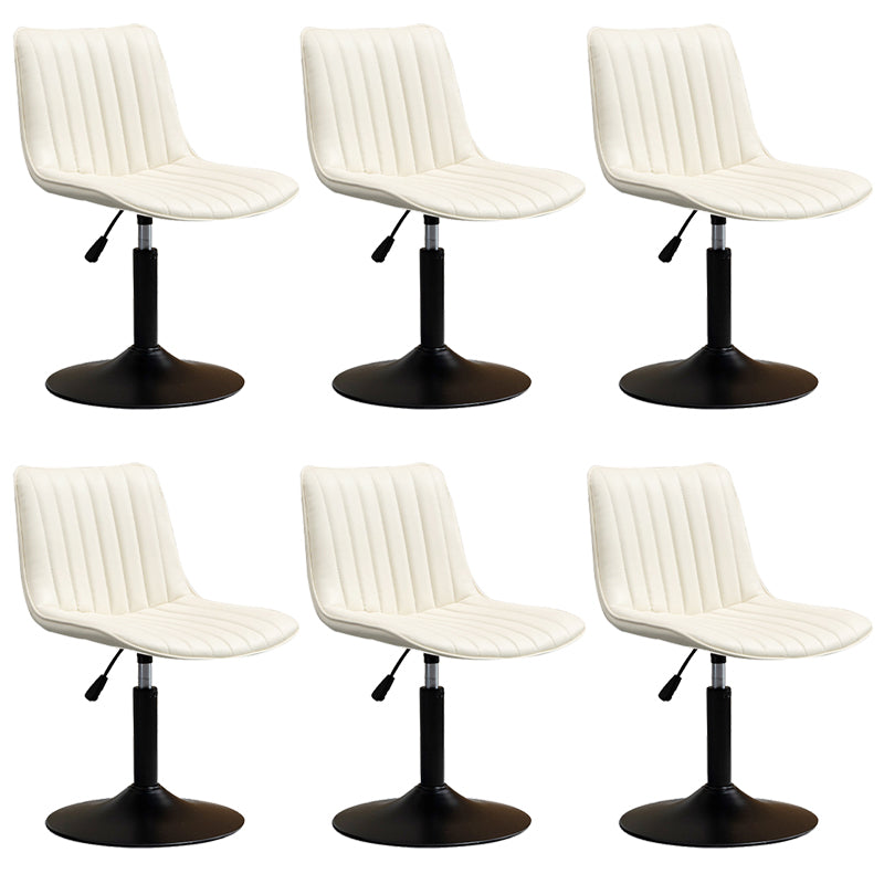 Scandinavian Metal Stool Adjustable Low Back Faux Leather Barstools in Matte Finish