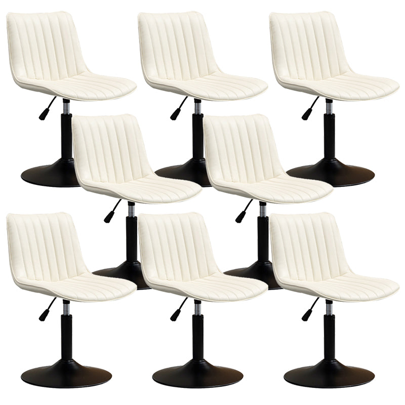 Scandinavian Metal Stool Adjustable Low Back Faux Leather Barstools in Matte Finish