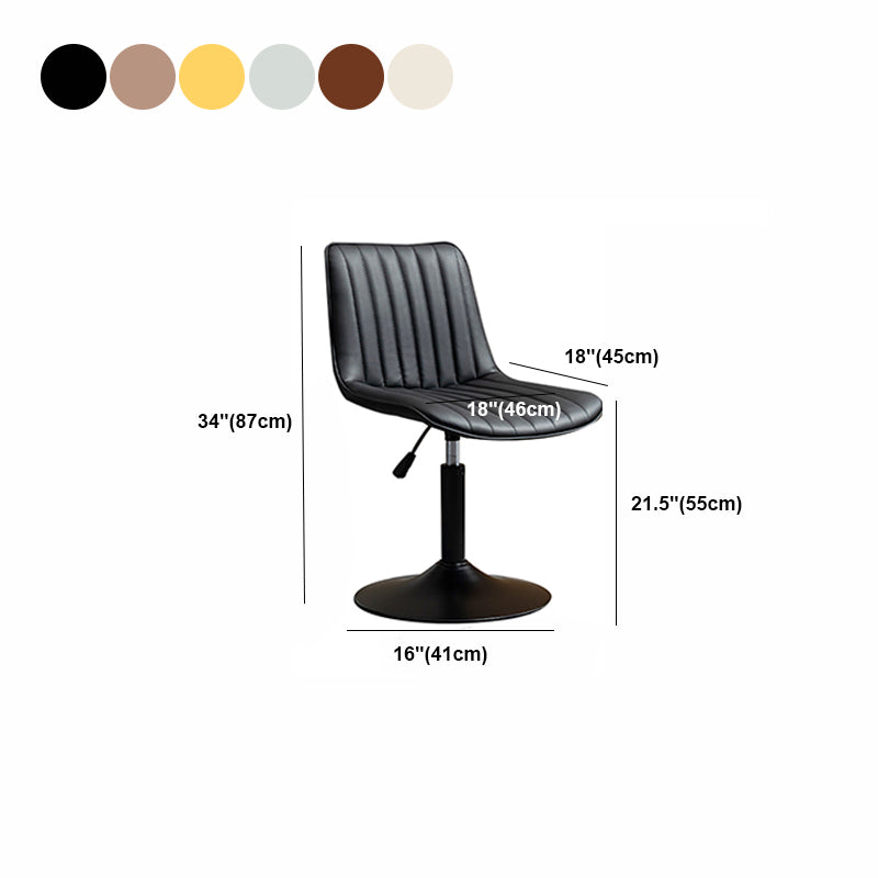 Scandinavian Metal Stool Adjustable Low Back Faux Leather Barstools in Matte Finish